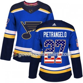 St. Louis Blues Alex Pietrangelo 27 Adidas 2017-2018 Blauw USA Flag Fashion Authentic Shirt - Dames